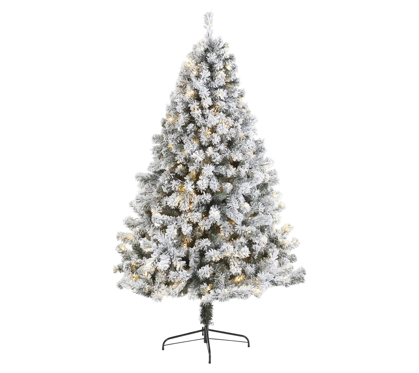 7' Flocked Christmas Tree with 350 Lights by Nearly Natural