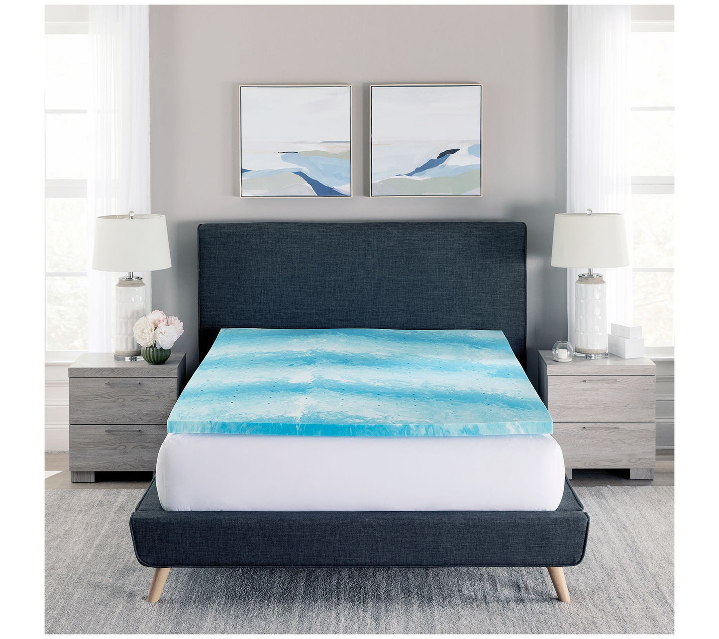 Bodipedic 2" Gel Swirl Memory Foam Mattress Topper, Cal King