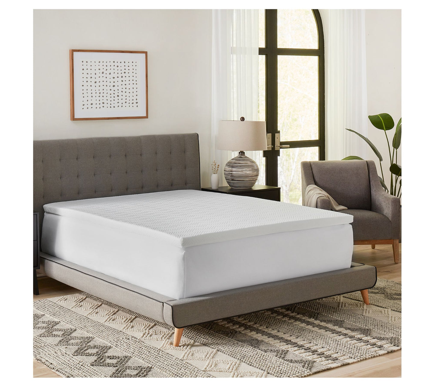 Bodipedic 2" Gel Memory Foam Mattress Topper with Cover, Cal K