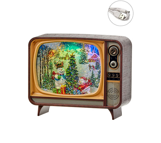 7" LED Snowman TV Water Globe USB by Valerie