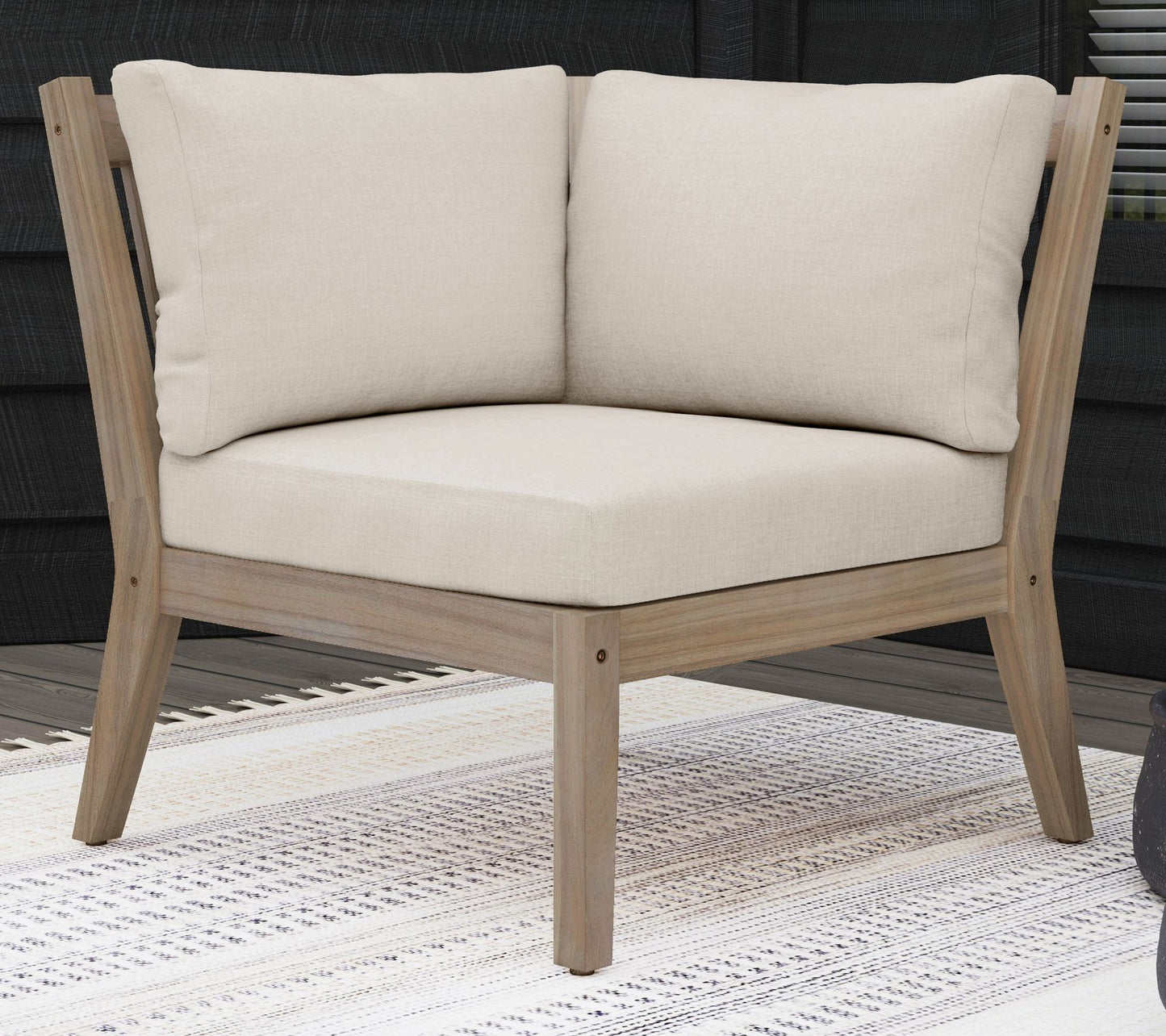 Linon Home Teagon Bge Nat Corner Chair