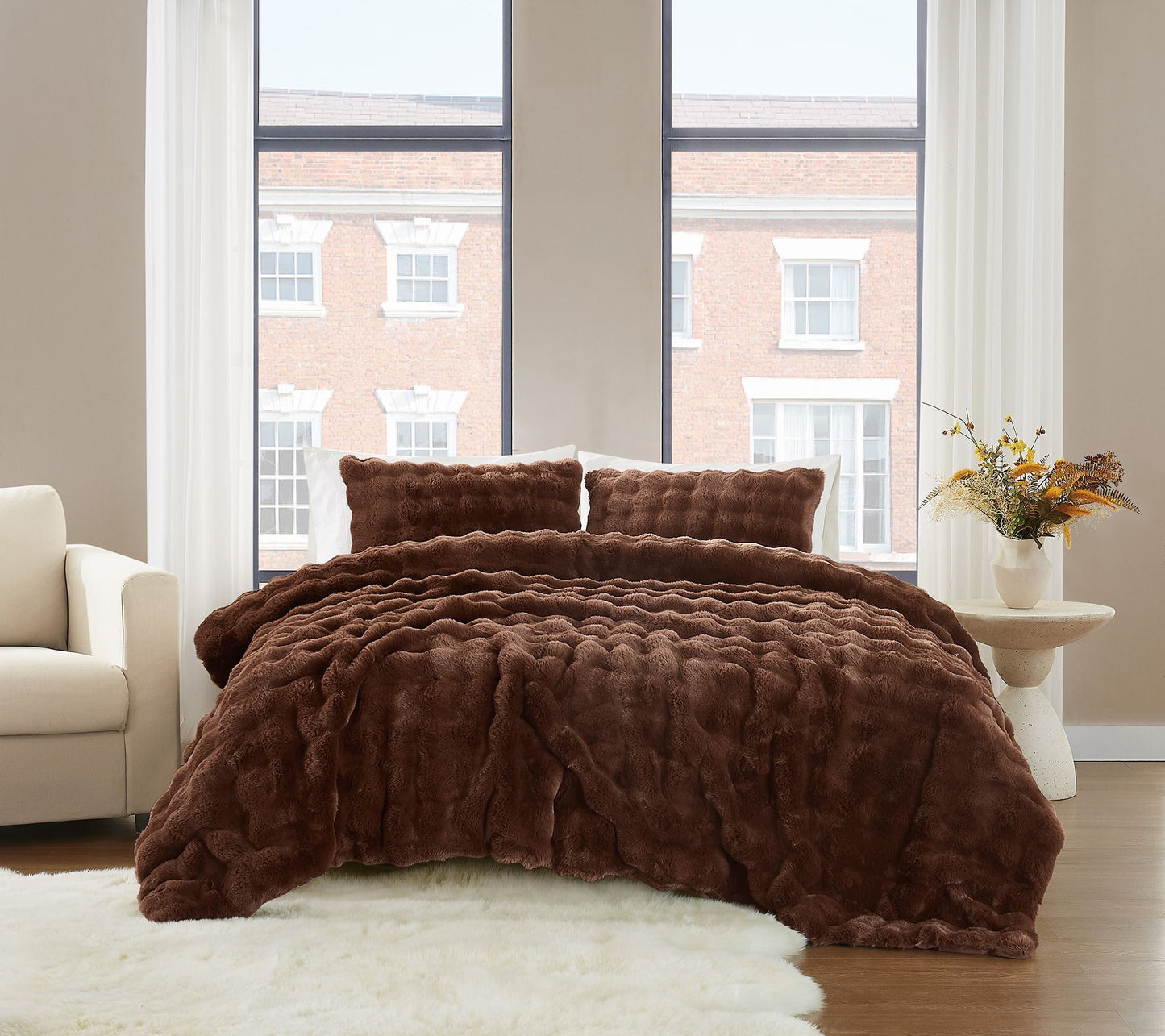 Brooklyn Loom Bubble Faux Fur Twin/TXL Comforter Set