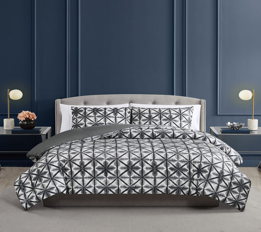 Vince Camuto Classic Shibori 3 Piece King DuvetCover Set