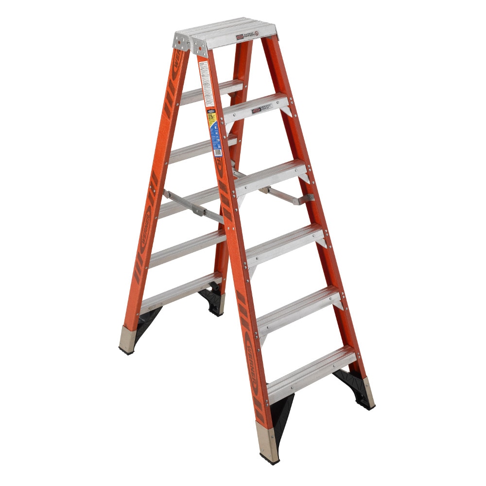 Werner T7400 6-ft Fiberglass Type 1AA-375-lb Load Capacity Twin Step Ladder T7406