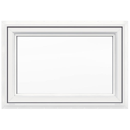 JELD-WEN V-4500 35-1/2-in x 23-1/2-in x Vinyl New construction White Double Pane Glass Awning Window , ( Full Screen Included )
