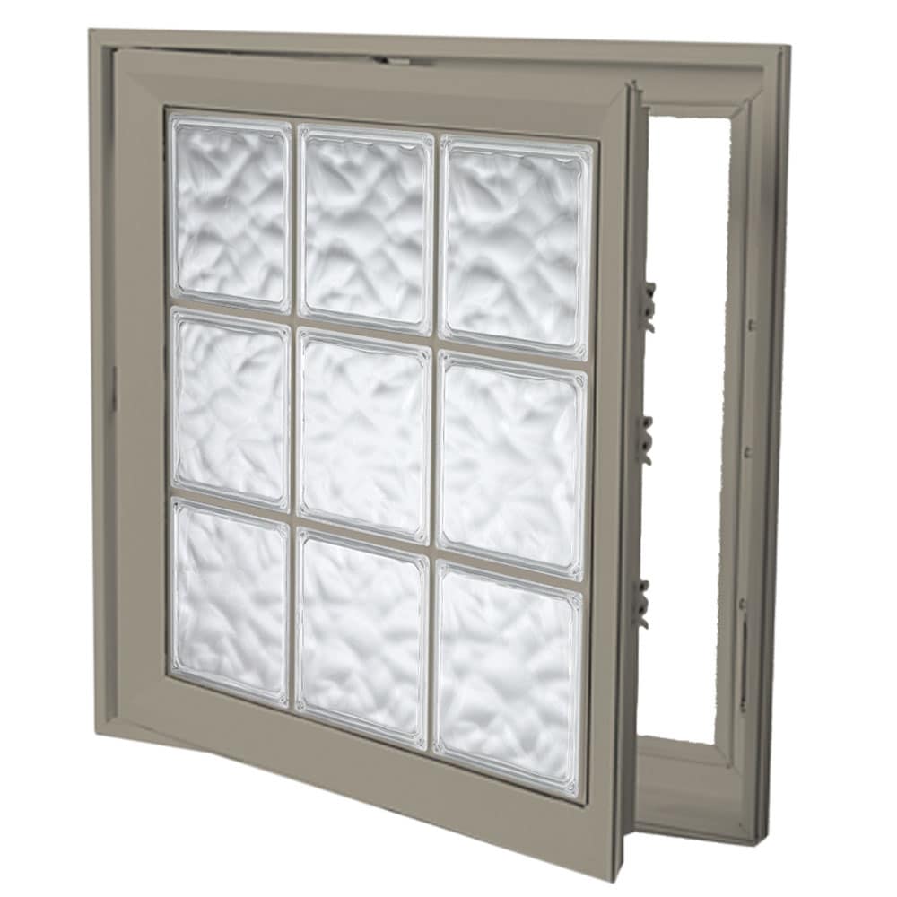 Hy-Lite Wave 21-1/2-in x 21-1/2-in x Driftwood Left-Handed Vinyl Casement Window Tempered Glass with Grids ( Full Screen Included )