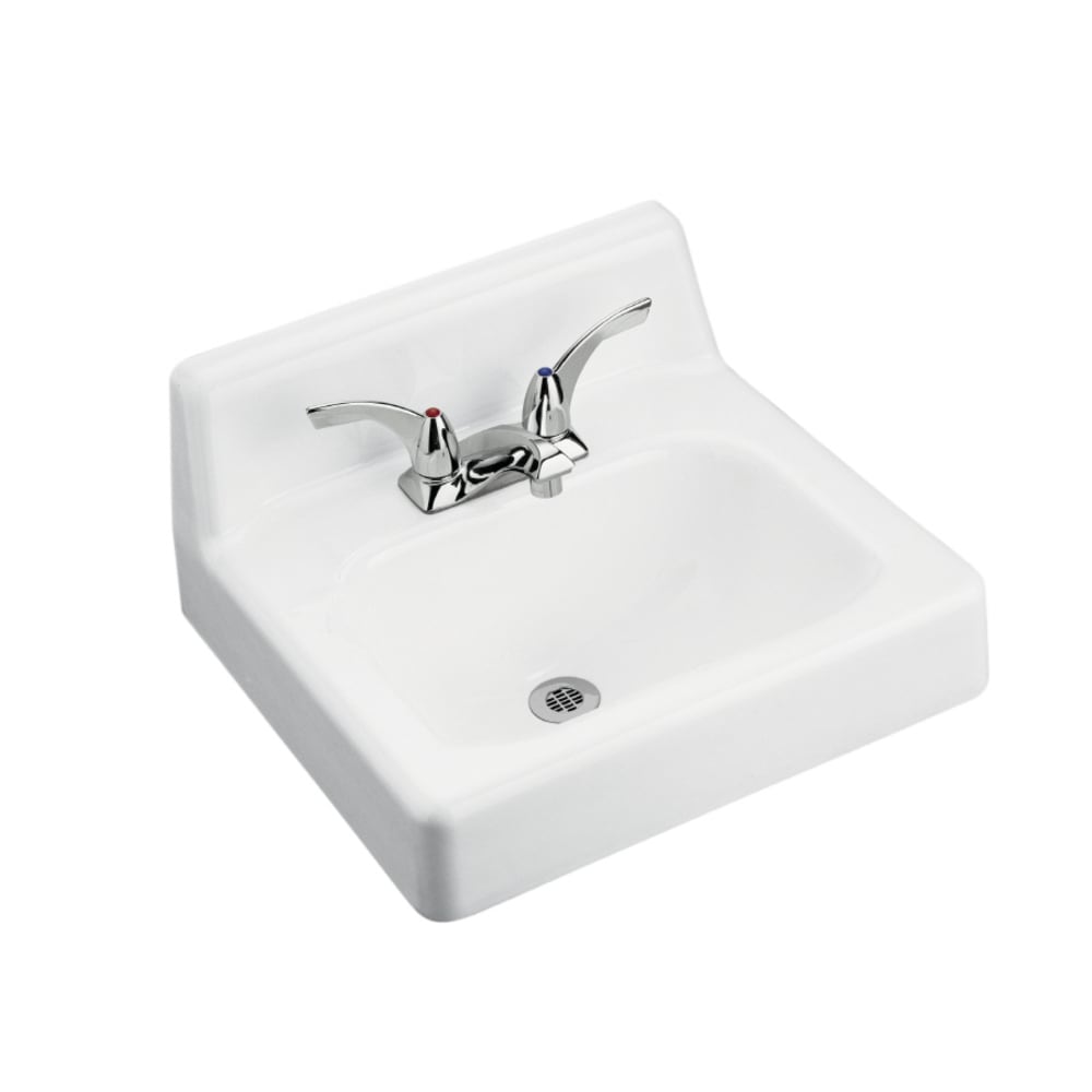 KOHLER Hudson Cast iron 18.0-in Wall-mount Rectangular Traditional White Bathroom Sink