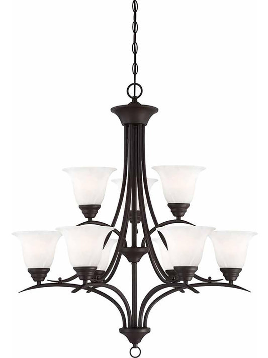 Volume Lighting Trinidad 9 -Light Satin Bronze Traditional For Use in Bedrooms, Dining Rooms, Foyers, Kitchens, Living Rooms Chandelier