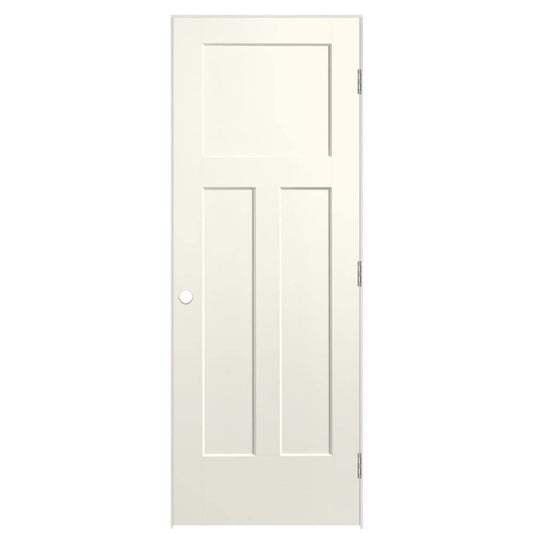 Masonite 36-in x 80-in Moonglow Solid core 3-panel craftsman Left hand Smooth Prefinished Molded composite Flat Jamb Single Prehung Interior Door