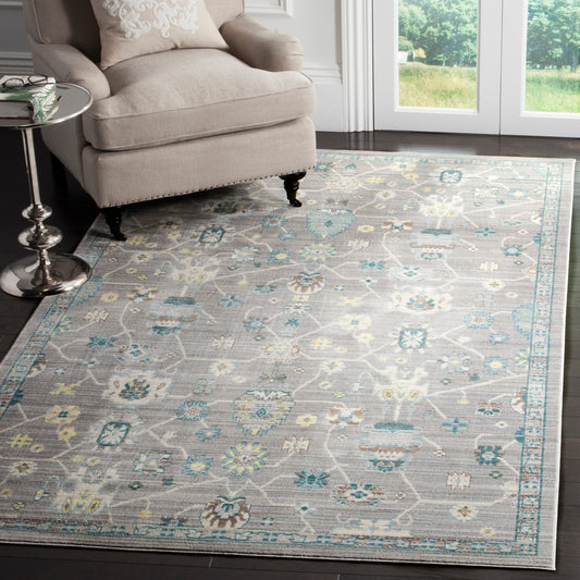 Safavieh Valencia Hollis 9 x 12 (ft) Loomed Gray/Gray Rectangular Indoor Floral/Botanical Vintage Area rug