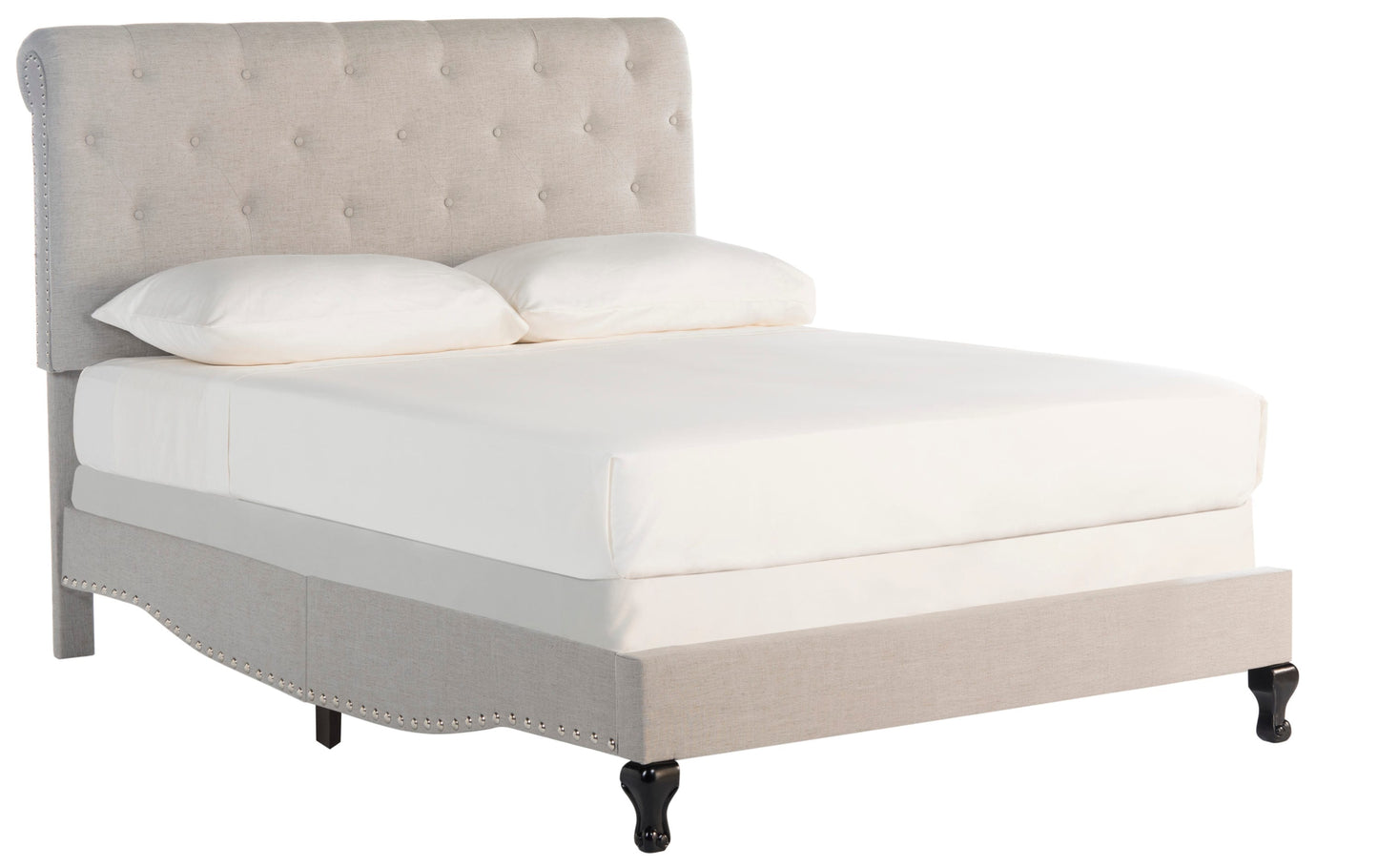 Safavieh Full Light Gray Upholstered Bed with Headboard