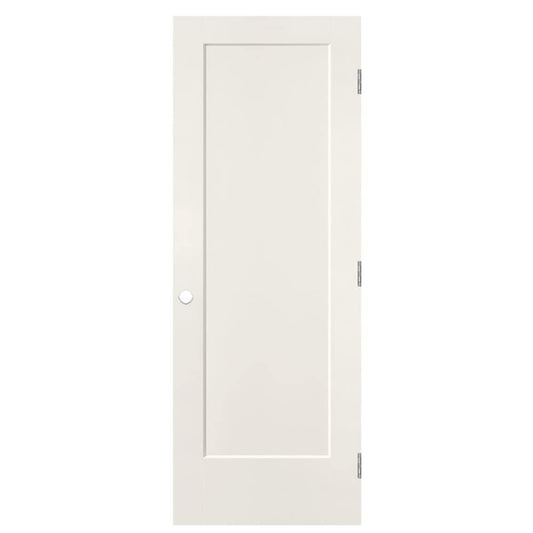 Masonite 28-in x 80-in White Hollow core 1-panel square Left hand Smooth Prefinished Molded composite Flat Jamb Single Prehung Interior Door
