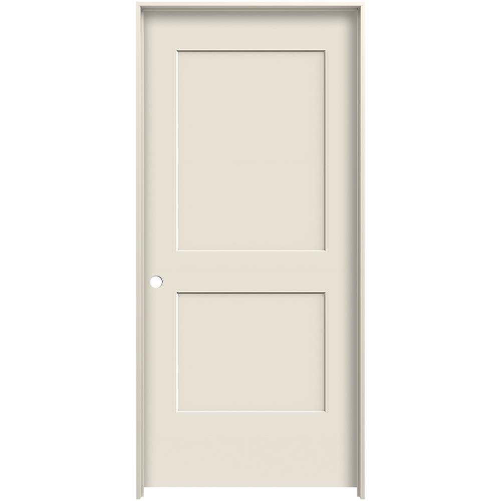 JELD-WEN 24-in x 80-in Primed Solid core 2-panel square Right hand Smooth Primed Molded composite Flat Jamb Single Prehung Interior Door