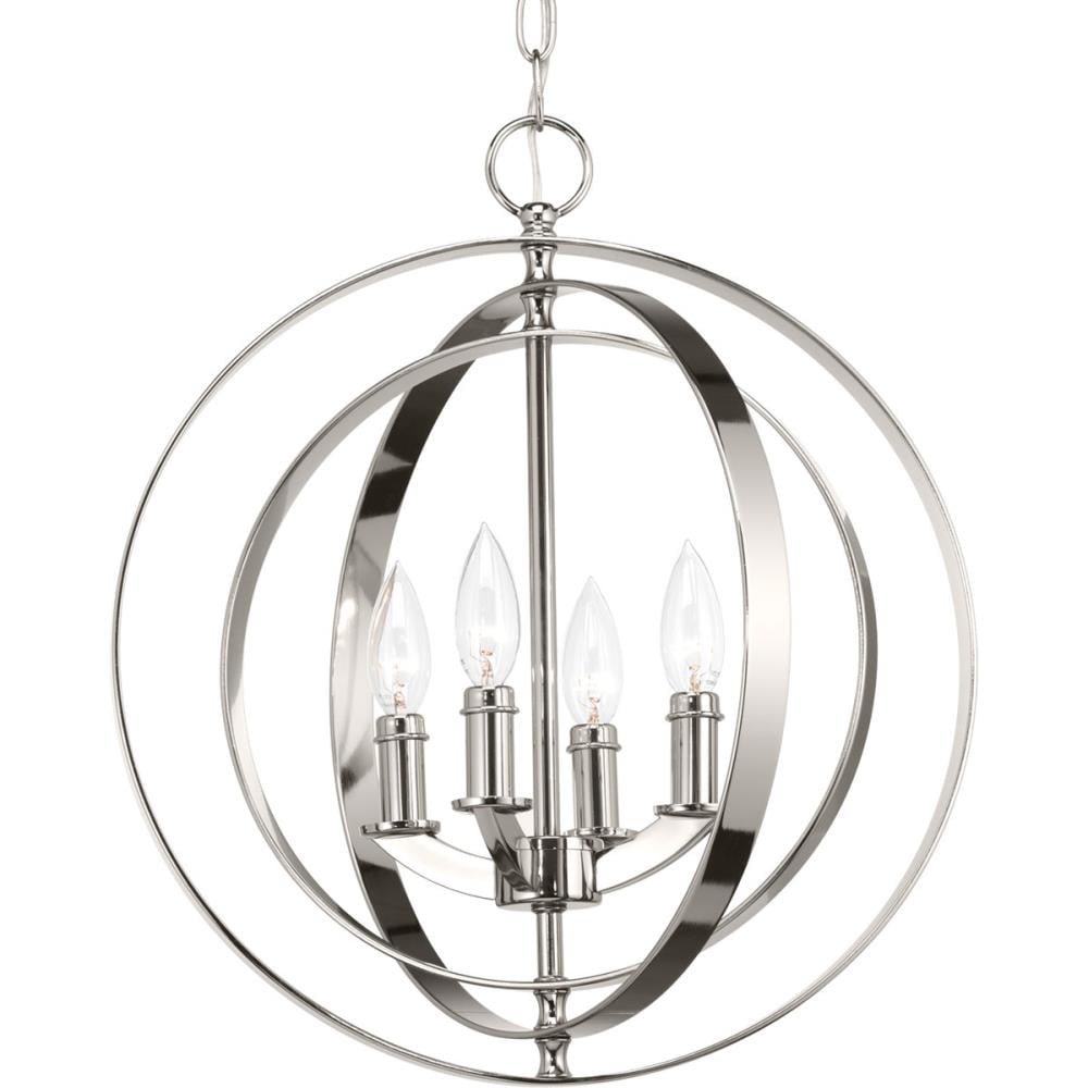 Progress Lighting Equinox 4 -Light Polished Nickel Coastal Globe Medium Hanging Pendant light 711123