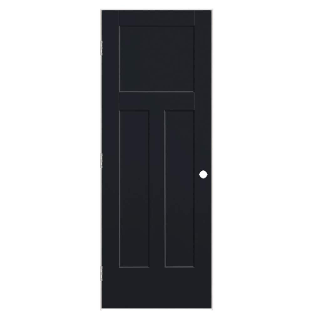 Masonite 24-in x 80-in Midnight Hollow core 3-panel craftsman Right hand Smooth Prefinished Molded composite Flat Jamb Single Prehung Interior Door