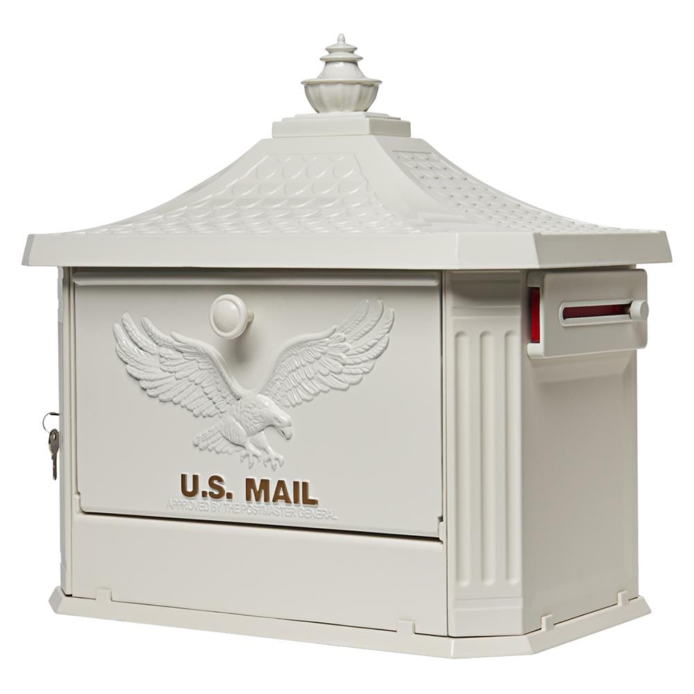 Architectural Mailboxes Post Mount White Metal Large Lockable Mailbox HM200WAM
