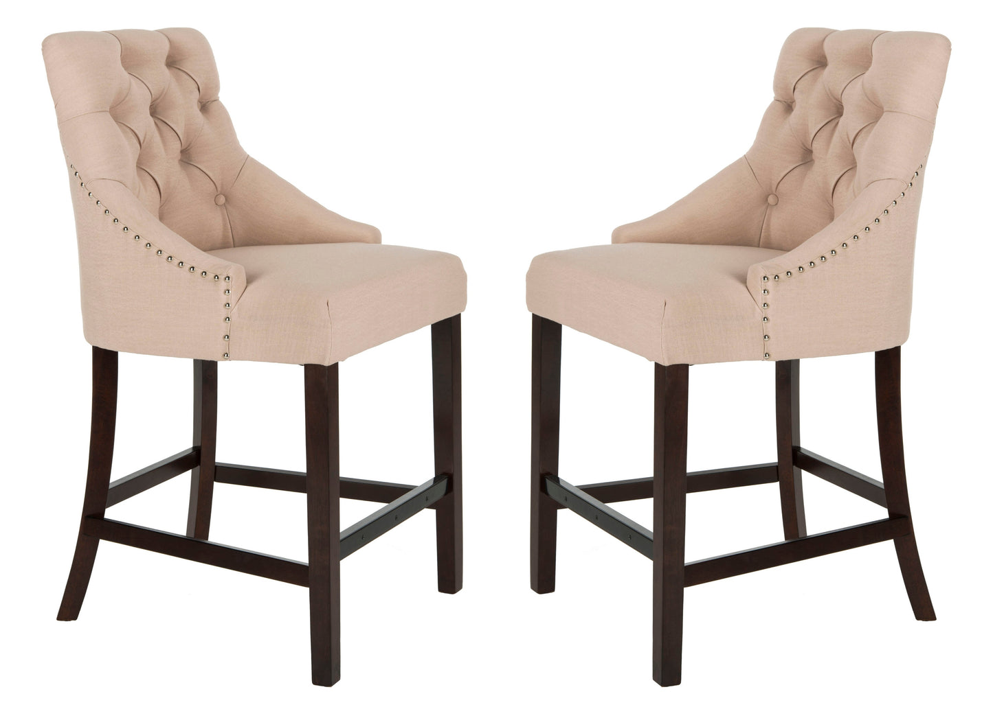 Safavieh Beige 41.0-in H Tall Upholstered Wood Bar Stool 2 -Pack