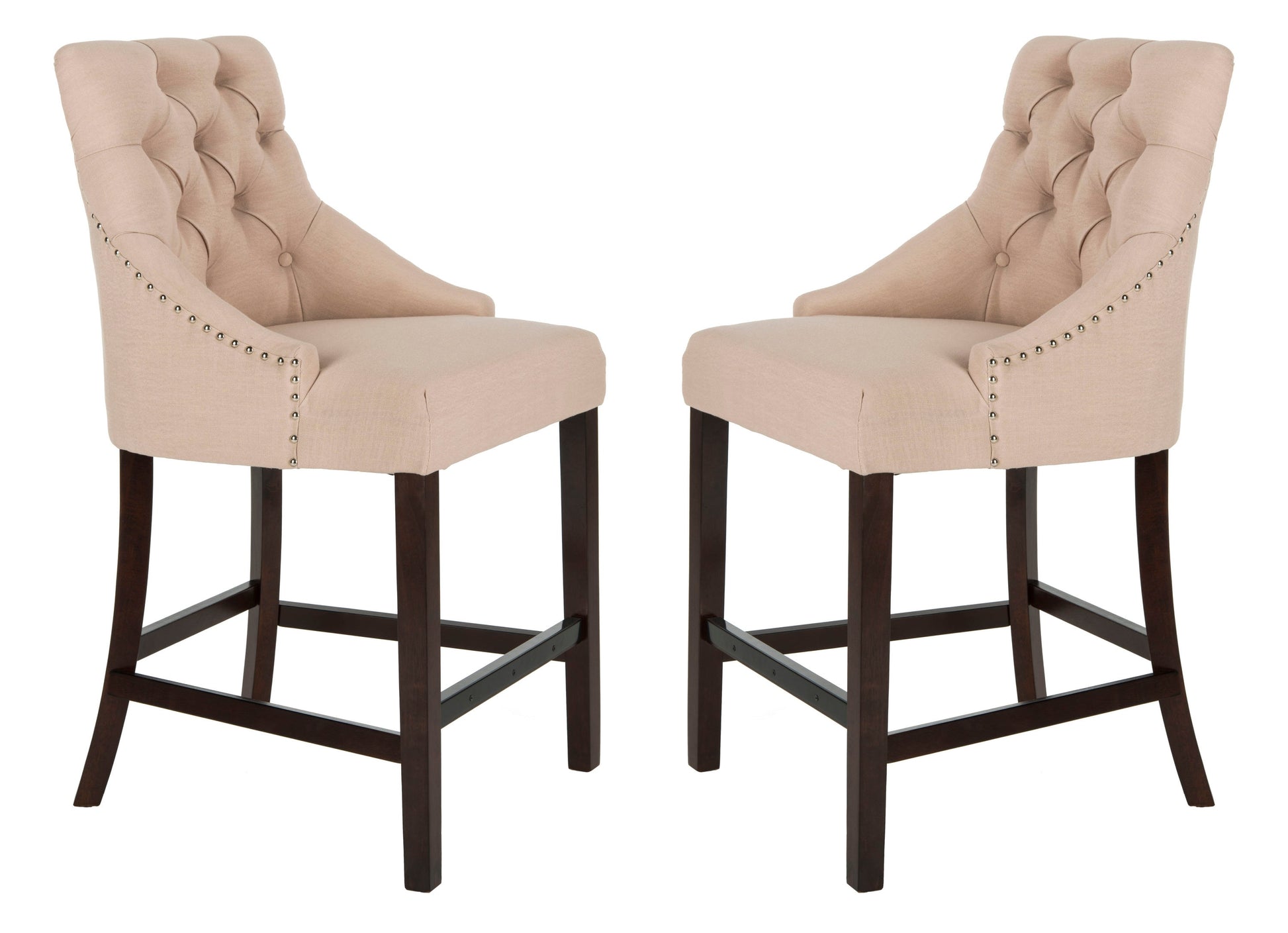 Safavieh Beige 41.0-in H Tall Upholstered Wood Bar Stool 2 -Pack