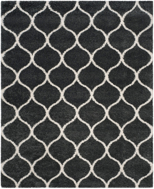 Safavieh Hudson Hathaway Shag 10 x 14 (ft) Loomed Dark Gray/Ivory Rectangular Indoor Trellis Area rug