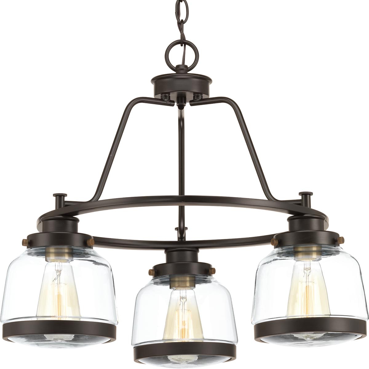 Progress Lighting Judson 3 -Light Antique Bronze Farmhouse For Use in Bedrooms, Dining Rooms, Foyers, Kitchens, Living Rooms Chandelier 4967056