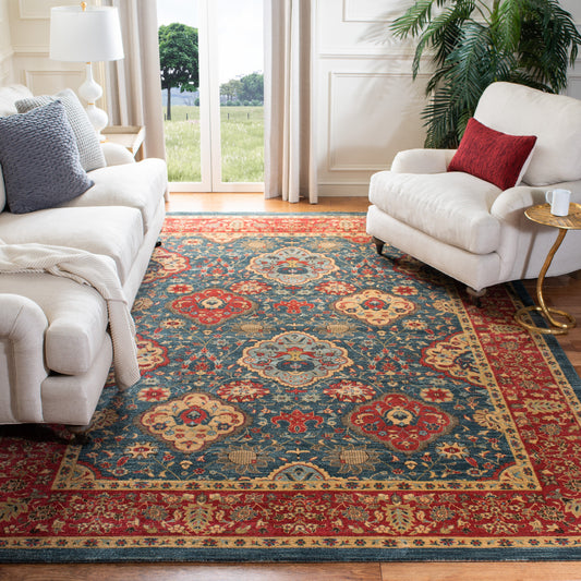 Safavieh Mahal Corin 8 x 10 (ft) Loomed Navy/Red Rectangular Indoor Floral/Botanical Oriental Area rug