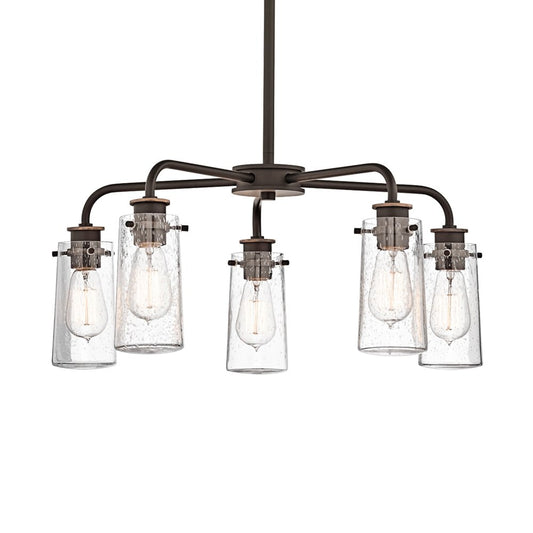Kichler Braelyn 5 -Light Bronze Farmhouse For Use in Bedrooms, Dining Rooms, Foyers, Kitchens, Living Rooms Chandelier