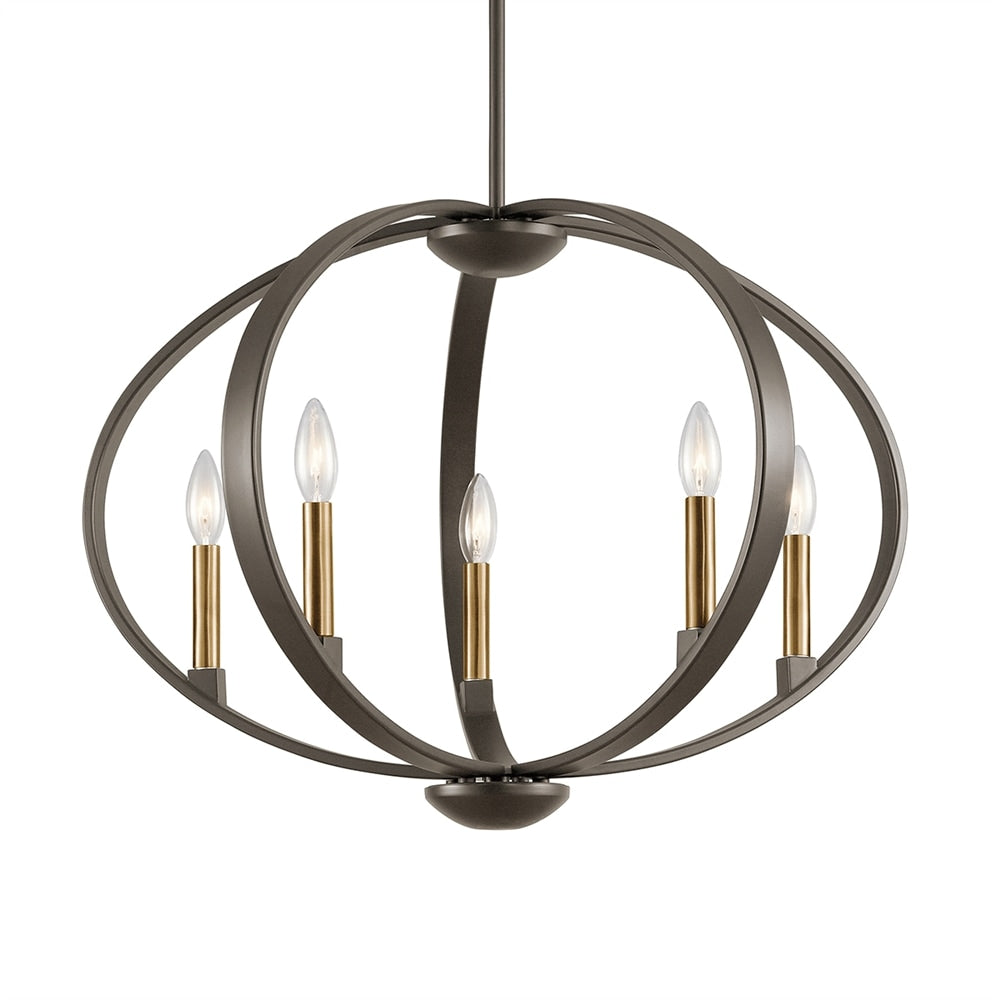 Kichler Elata 5 -Light Bronze Modern/contemporary For Use in Bedrooms, Dining Rooms, Foyers, Kitchens, Living Rooms Chandelier 1253317