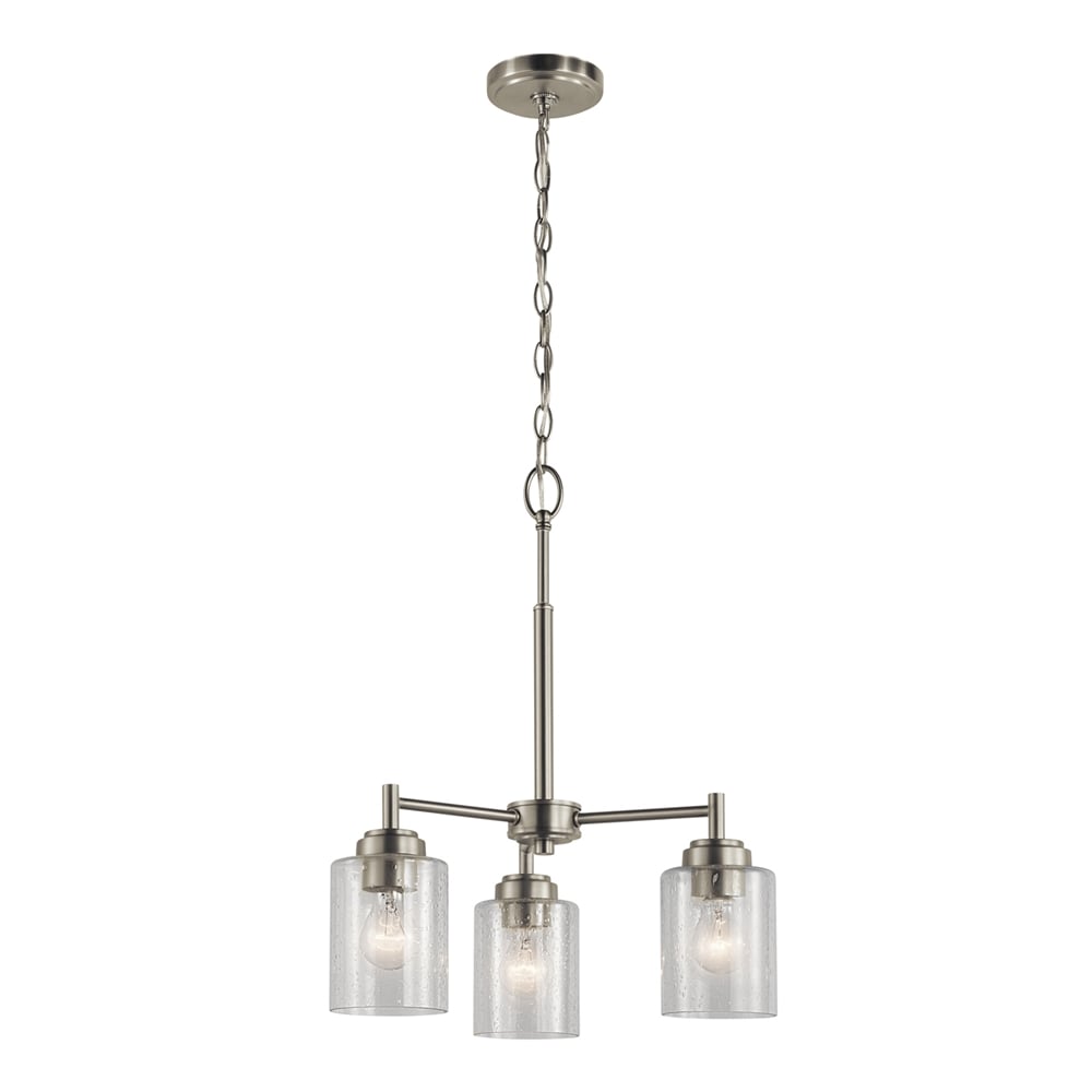 Kichler Winslow 3 -Light Brushed Nickel Modern/contemporary For Use in Dining Rooms, Foyers, Kitchens, Living Rooms Chandelier 1252795