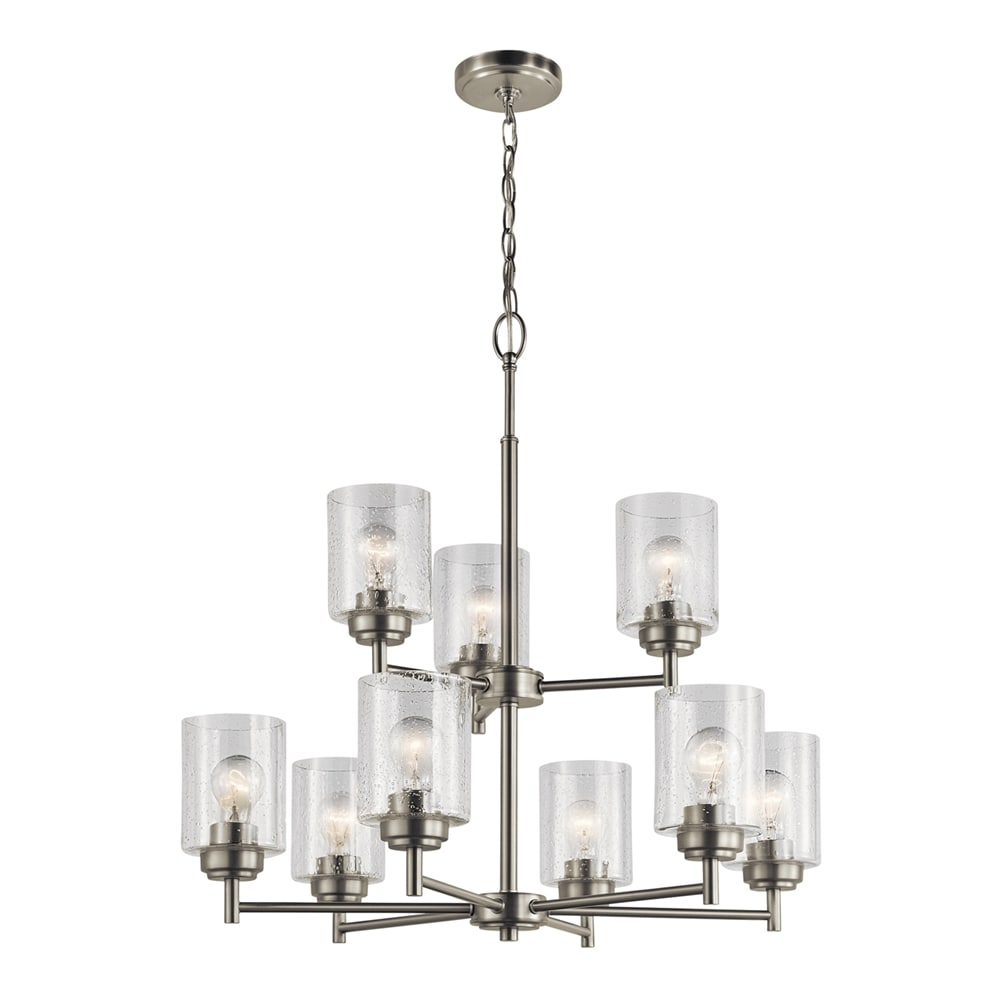Kichler Winslow 9 -Light Brushed Nickel Modern/contemporary For Use in Bedrooms, Dining Rooms, Foyers, Kitchens, Living Rooms Chandelier 1252799