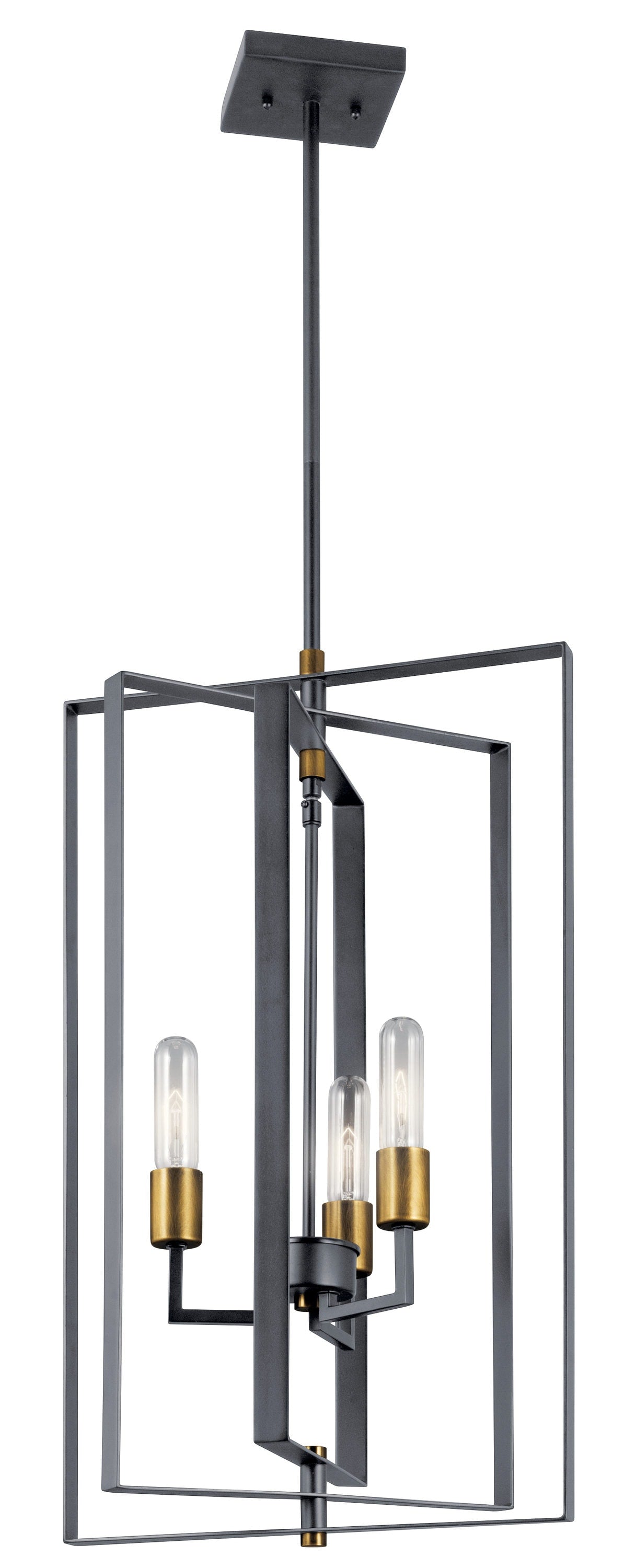 Kichler Taubert 3 -Light Black Mid-century Geometric Large Hanging Pendant light 1331816