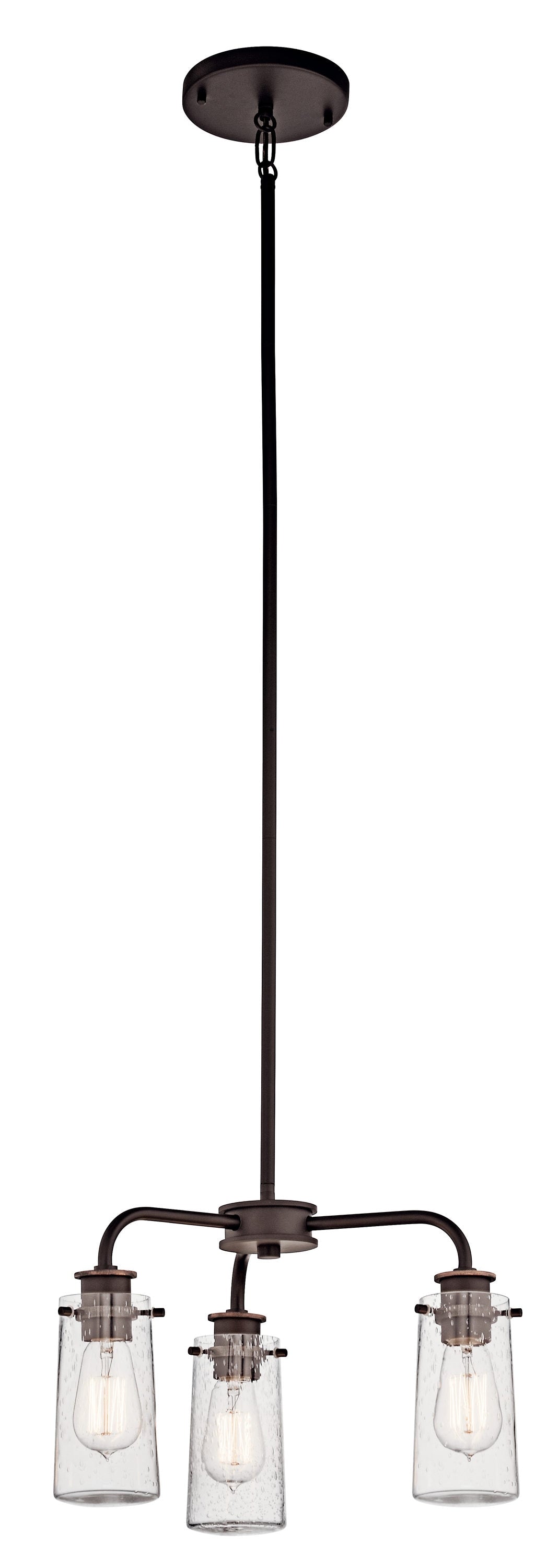 Kichler Braelyn 3 -Light Bronze Farmhouse For Use in Bedrooms, Dining Rooms, Foyers, Kitchens, Living Rooms Chandelier 1335885