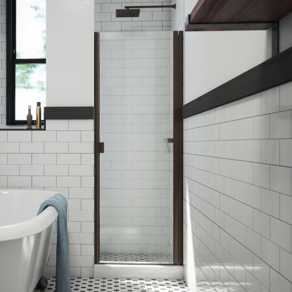 Arizona Shower Door R-Door Oil-rubbed bronze 27-in W x 69-in H Semi-frameless Patterned Glass Hinged Shower door