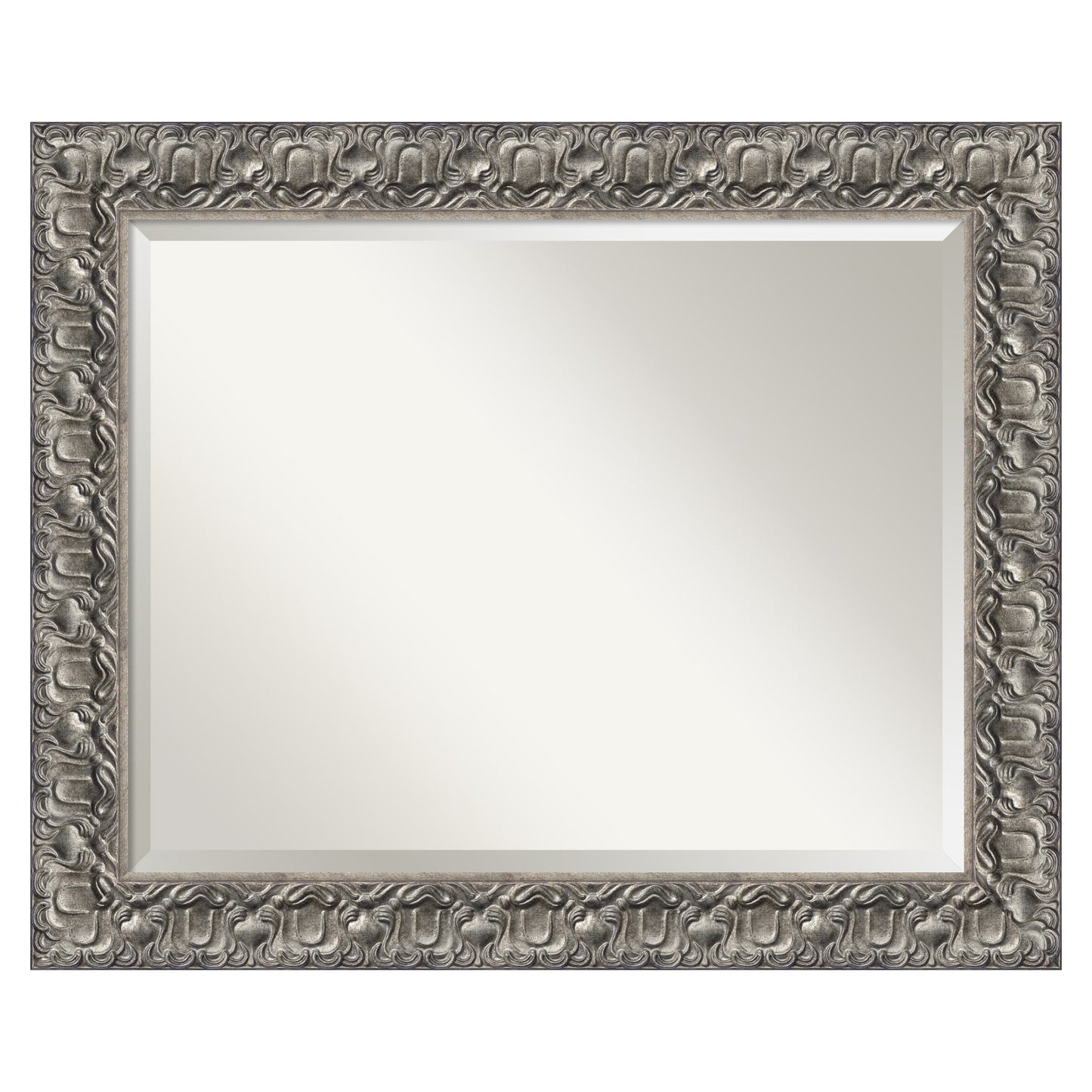 Amanti Art Luxor 33.75-in x 27.75-in Framed Rectangle Bathroom Vanity Mirror ( Silver )