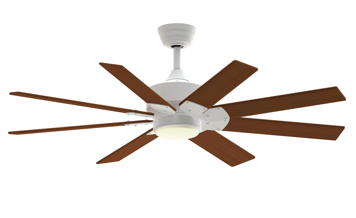 Fanimation Levon Custom 52-in Matte White with Cherry Blades Color-changing Integrated LED Indoor/Outdoor Smart Ceiling Fan with Light and Remote (8-Blade) FPD7912BMW-52CY-LK