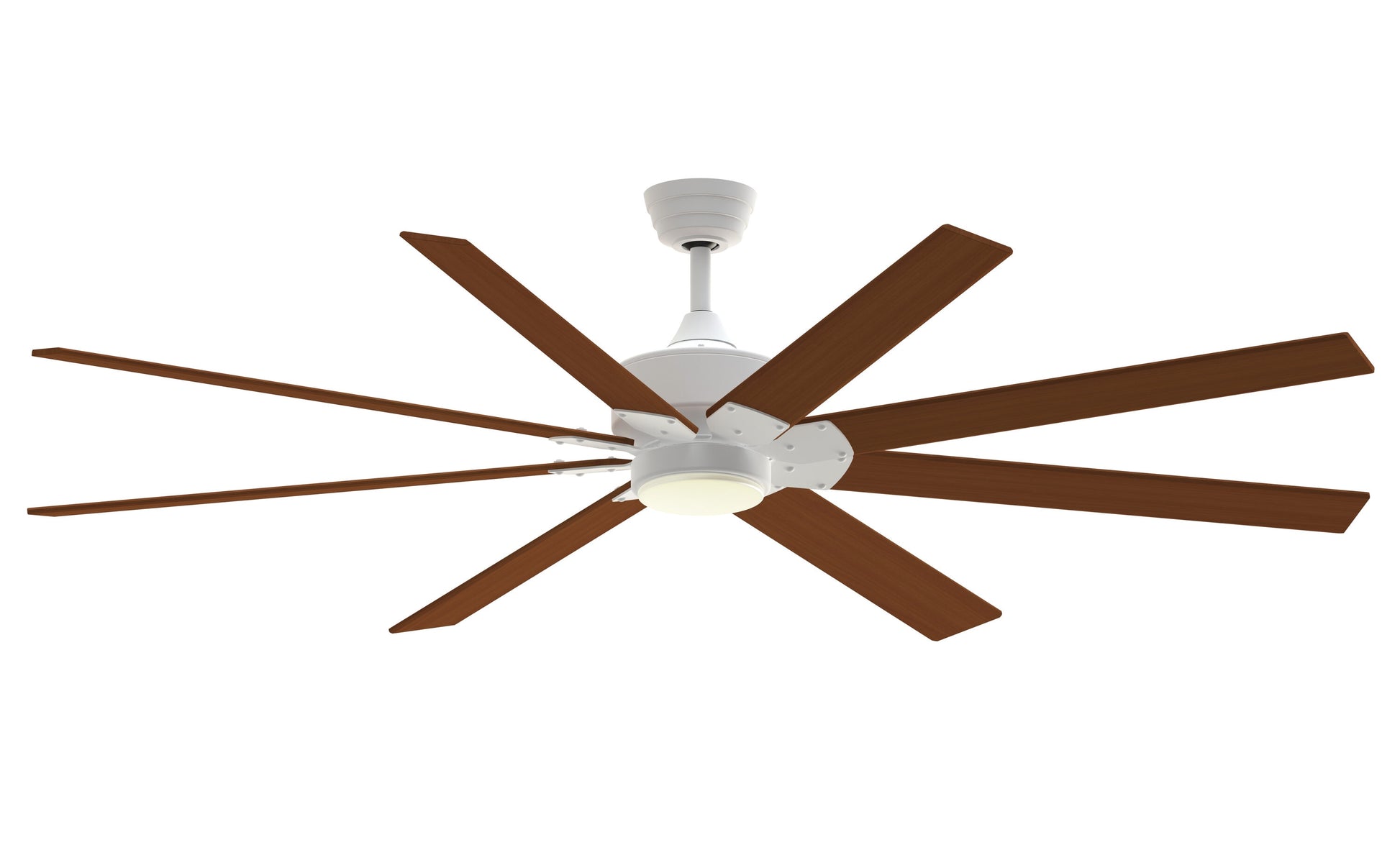 Fanimation Levon Custom 72-in Matte White with Cherry Blades Color-changing Integrated LED Indoor/Outdoor Smart Ceiling Fan with Light and Remote (8-Blade) FPD7912BMW-72CY-LK