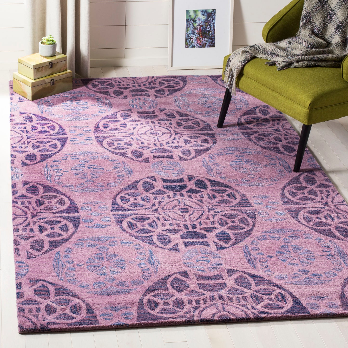 Safavieh Wyndham Hutton 8 x 10 (ft) Tufted Wool Purple Rectangular Indoor Abstract Bohemian/Eclectic Area rug