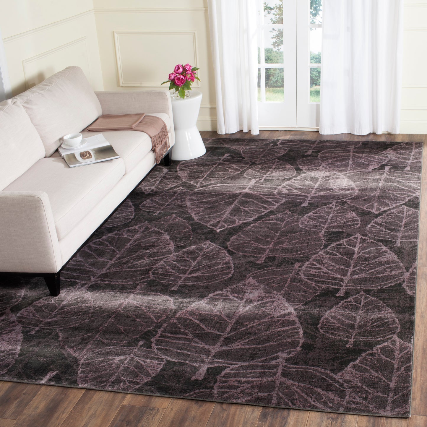 Safavieh Vintage Burek 8 x 10 (ft) Loomed Charcoal/Purple Rectangular Indoor Floral/Botanical Farmhouse/Cottage Area rug
