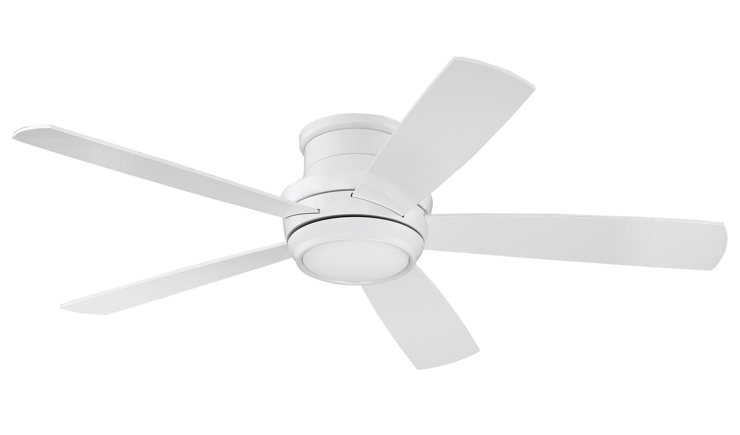 Craftmade Tempo 52-in Integrated LED Flush Mount White with White Blades Ceiling Fan With Light - Remote Included ( 5 -Blade )