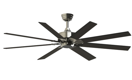 Fanimation Levon Custom 64-in Brushed Nickel with Dark Walnut Blades Indoor/Outdoor Smart Ceiling Fan Light Kit Compatible and Remote (8-Blade) FPD7912BBN-64DWA