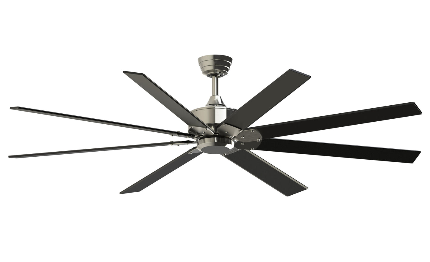 Fanimation Levon Custom 72-in Brushed Nickel with Black Blades Indoor/Outdoor Smart Ceiling Fan Light Kit Compatible and Remote (8-Blade) FPD7912BBN-72BL