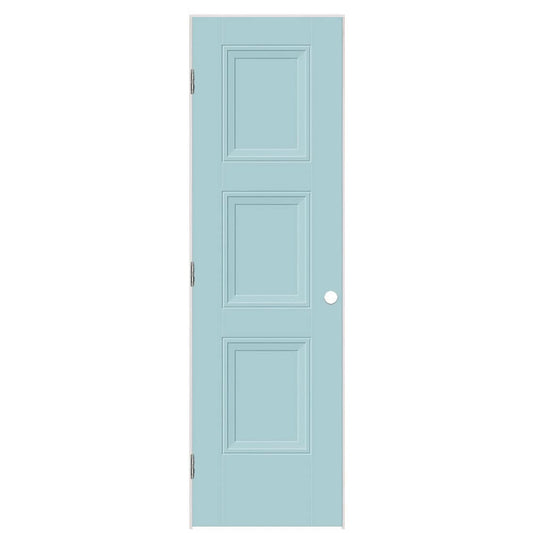Masonite 24-in x 80-in Sea Mist Solid core 3-panel square Right hand Smooth Prefinished Molded composite Flat Jamb Single Prehung Interior Door