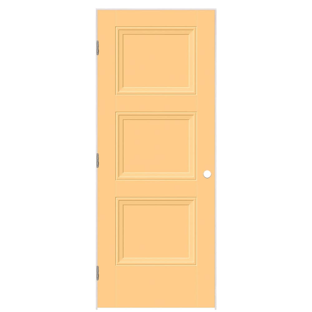 Masonite 32-in x 80-in Marigold Hollow core 3-panel square Right hand Smooth Prefinished Molded composite Flat Jamb Single Prehung Interior Door