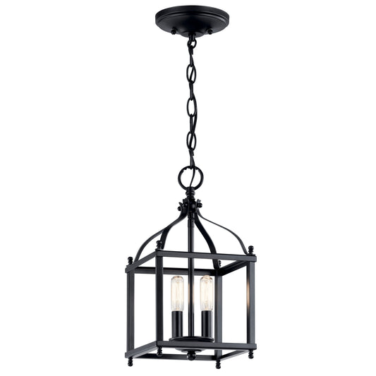 Kichler Larkin 2 -Light Black Traditional Lantern Mini Hanging Pendant light 1477153