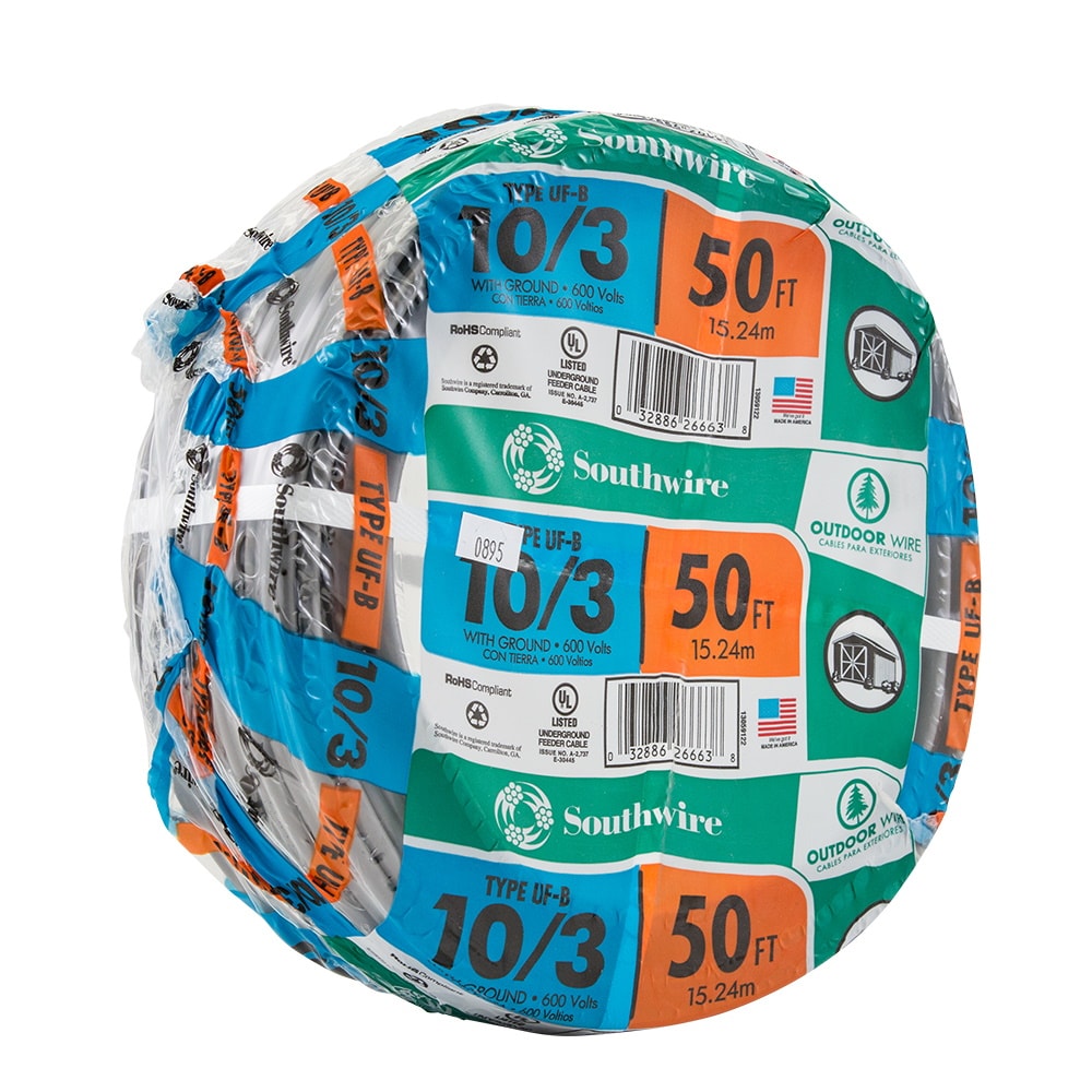 Southwire 50-ft 10/3 UF-B Wire W/G (By-the-roll) 13059122