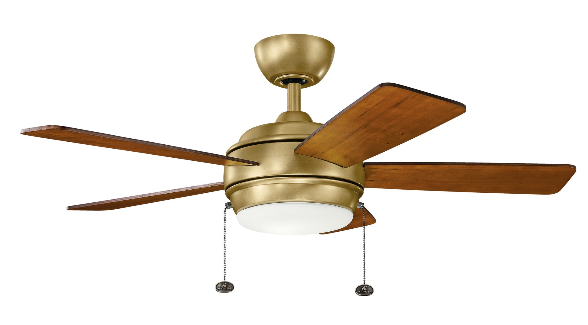 Kichler Starkk 42-in Integrated LED Natural Brass with Medium Cherry/Dark Cherry Blades Ceiling Fan With Light ( 5 -Blade ) 1694935