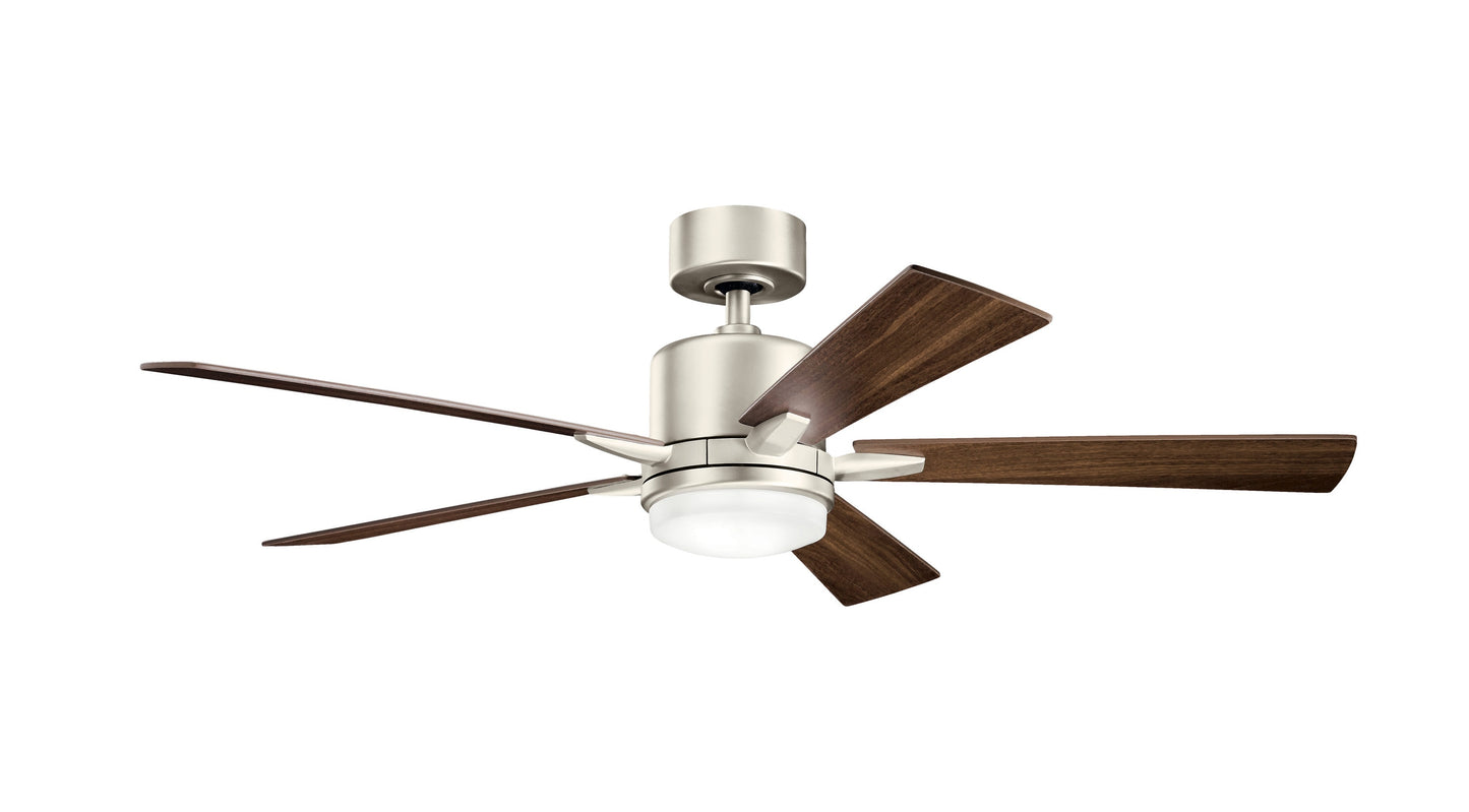 Kichler Lucian Elite 52-in Integrated LED Brushed Nickel with Walnut/Silver Blades Ceiling Fan With Light ( 5 -Blade ) 1694963