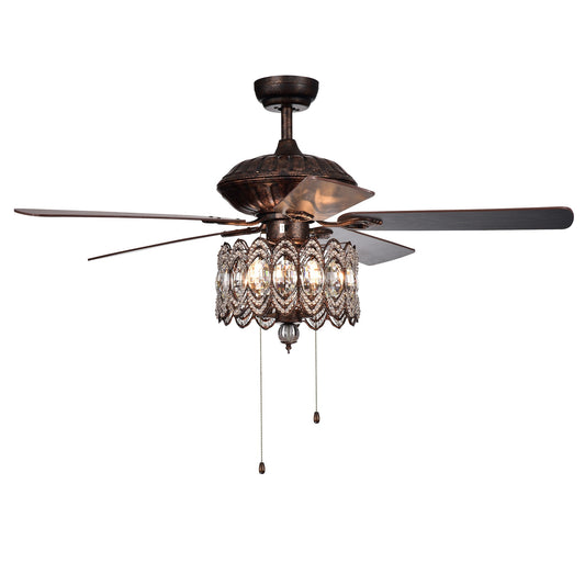 Home Accessories Inc 52-in Rustic Bronze with Wood Blades Ceiling Fan With Light ( 5 -Blade )