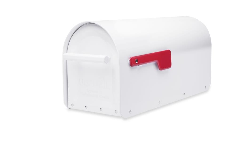 Architectural Mailboxes Post Mount White Metal Large Mailbox 5560W-R-10
