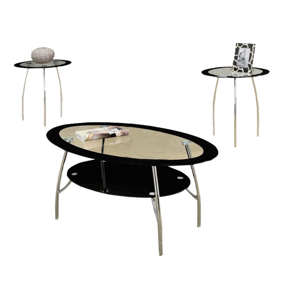 Benzara 3-Piece Modern Glass Accent Table Set