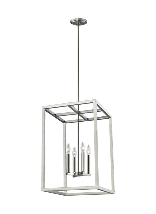 Generation Lighting Moffet Street 4 -Light Brushed Nickel Transitional Square Medium Hanging Pendant light